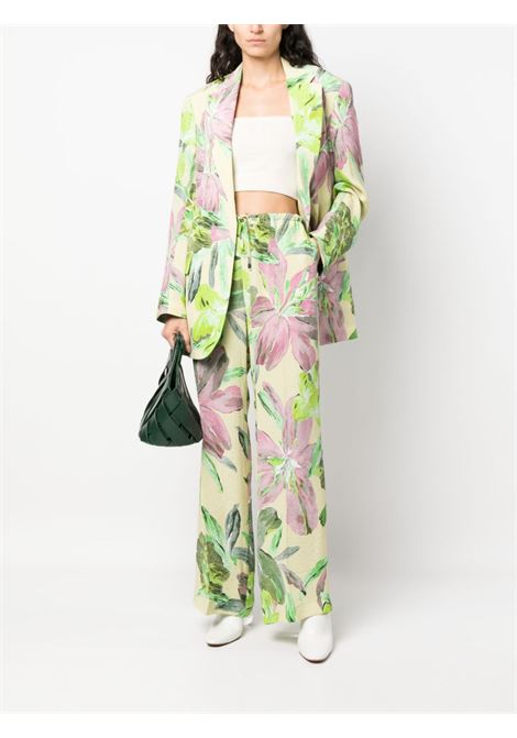 Green floral-print single-breasted blazer - women DRIES VAN NOTEN | 2310104036159601